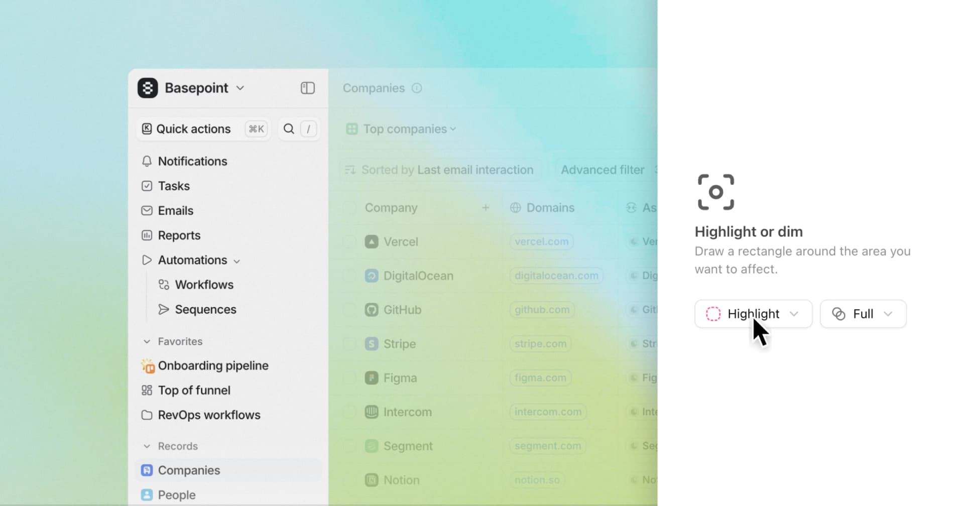Focus regions for Product UI videos