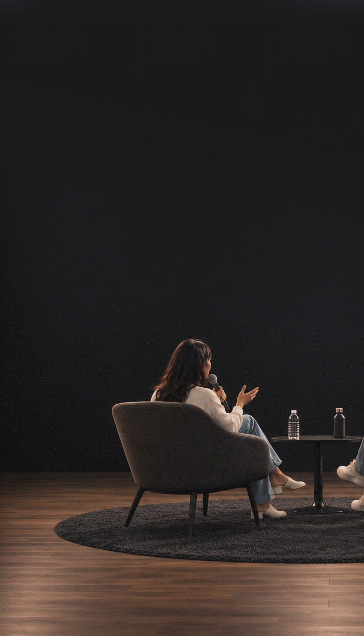 Two people in conversation, recorded for Fastbreak